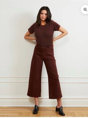 Loup Wide-Leg Cropped Pants in Coffee